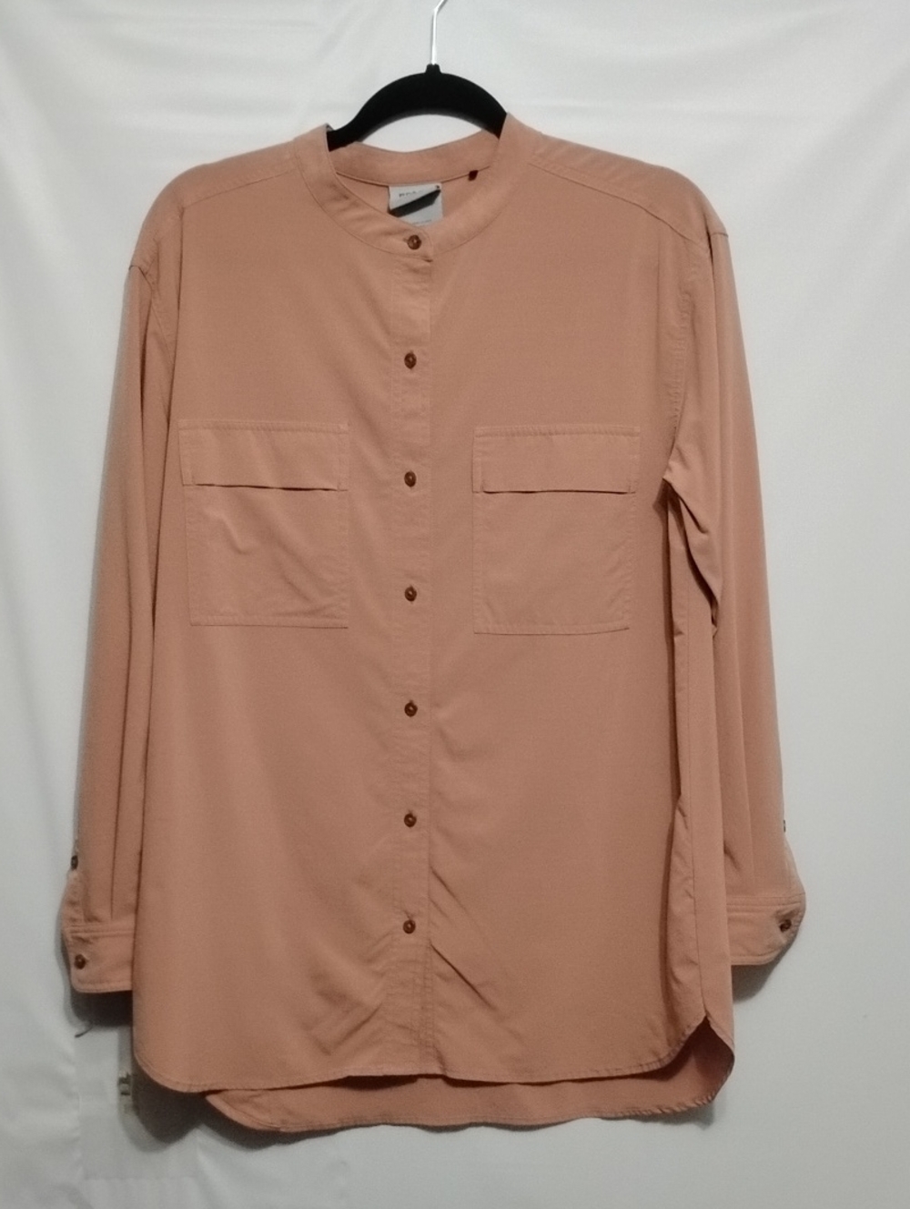 Prana Collarless Shirt Jacket in Dusty Pink